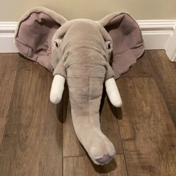 Plush Elephant Wall Decor - Gray and White - Picture 4 of 9